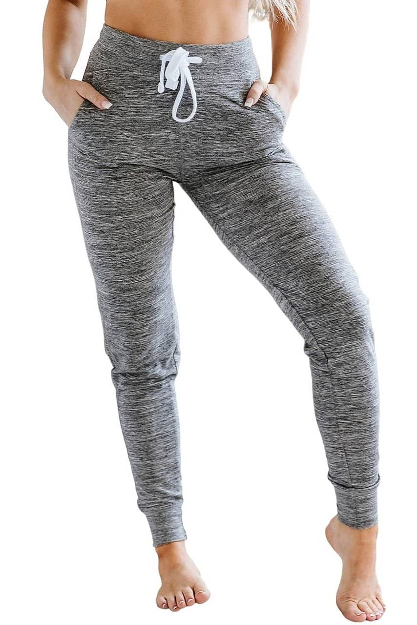 Gray Drawstring Waist Pocketed Joggers Gray Drawstring Waist Pocketed Joggers