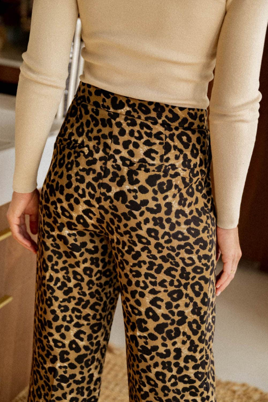 Leopard Animal Print Wide Leg Pants