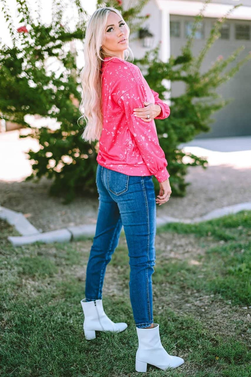 Rose Tie Dye Long Sleeve Pullover Sweatshirt Rose Tie Dye Long Sleeve Pullover Sweatshirt