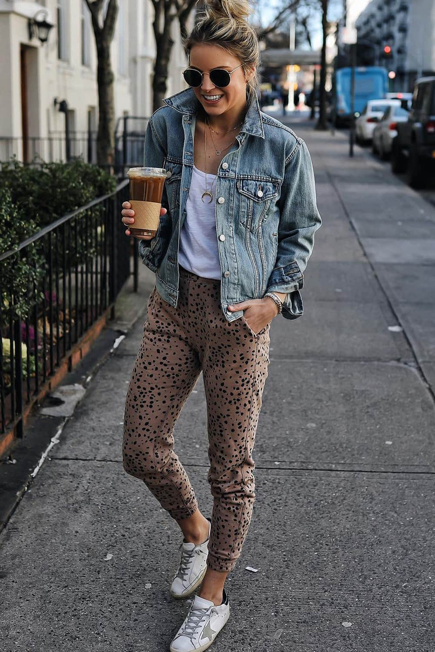 Leopard Animal Spots Pocketed Casual Skinny Pants