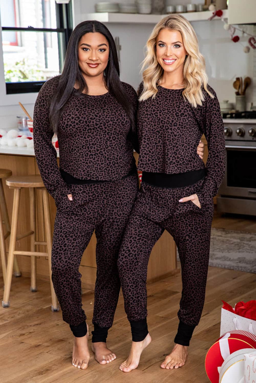 Leopard Plus Size Long Sleeve Pants Outfit