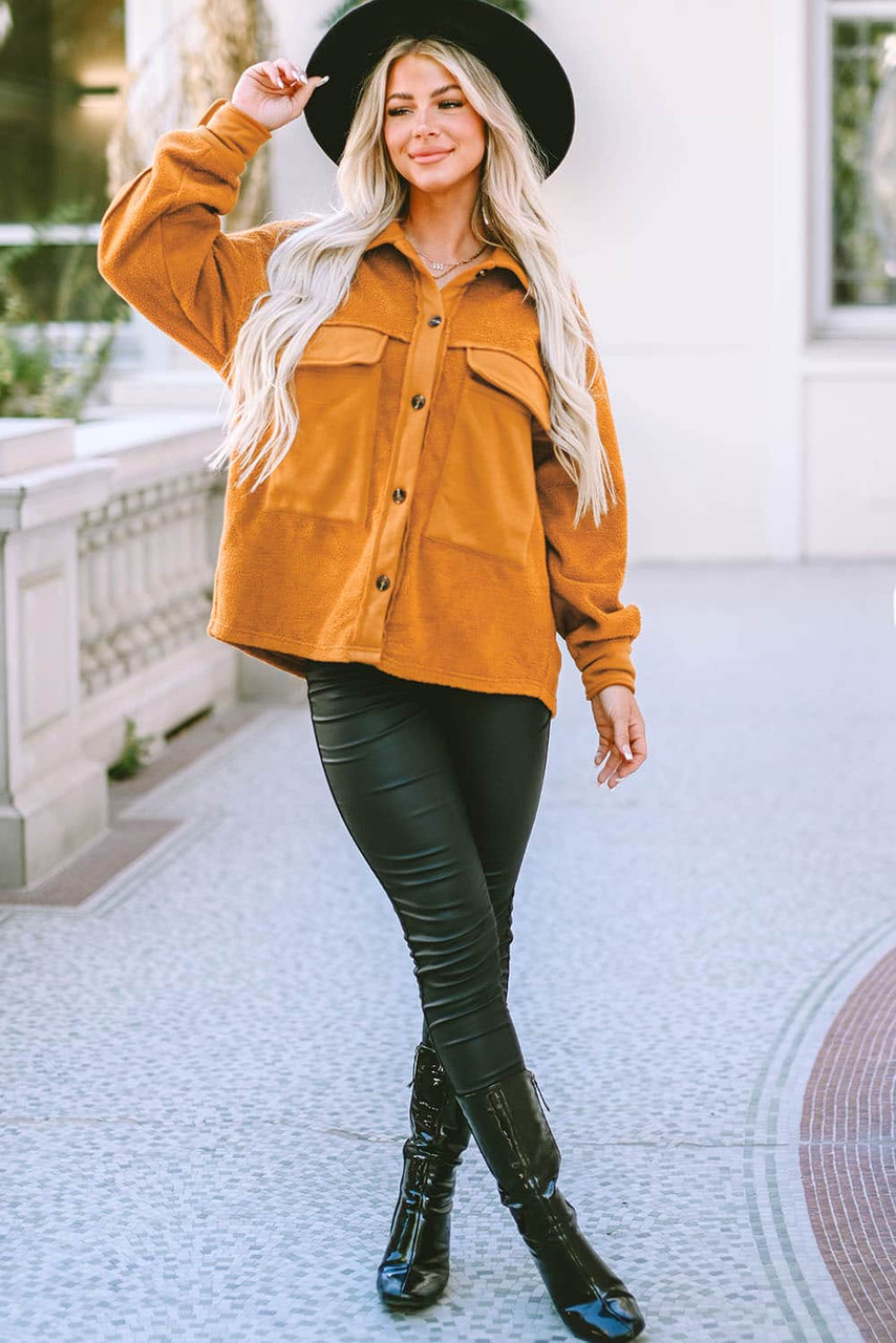 Brown Flap Pocket Buttoned Jacket