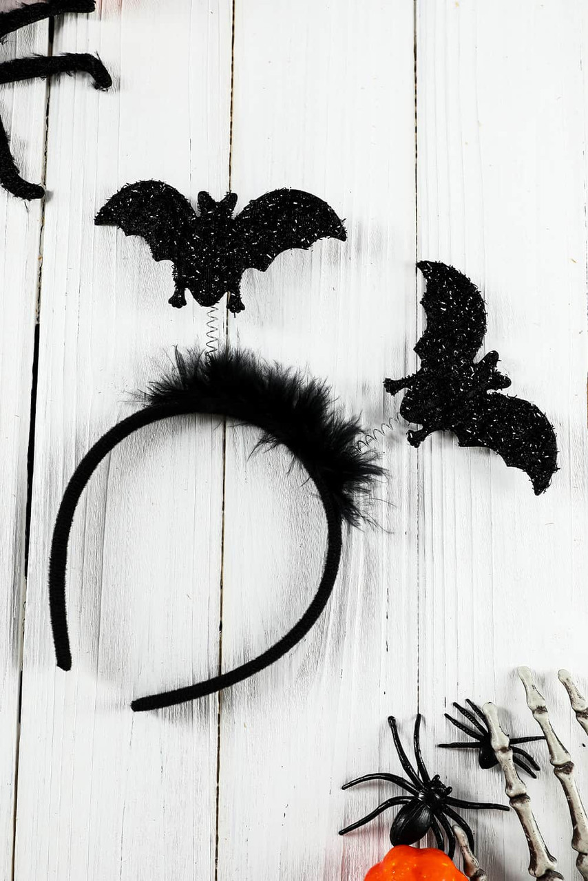 Black Feather Bat Antennae Halloween Party Headband