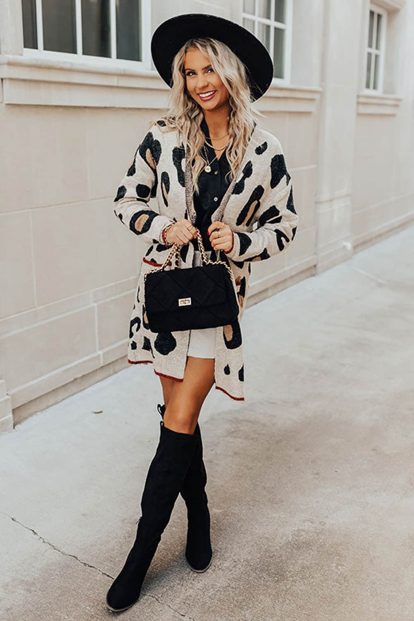 Leopard Animal Print Open Midi Cardigan Leopard Animal Print Open Midi Cardigan
