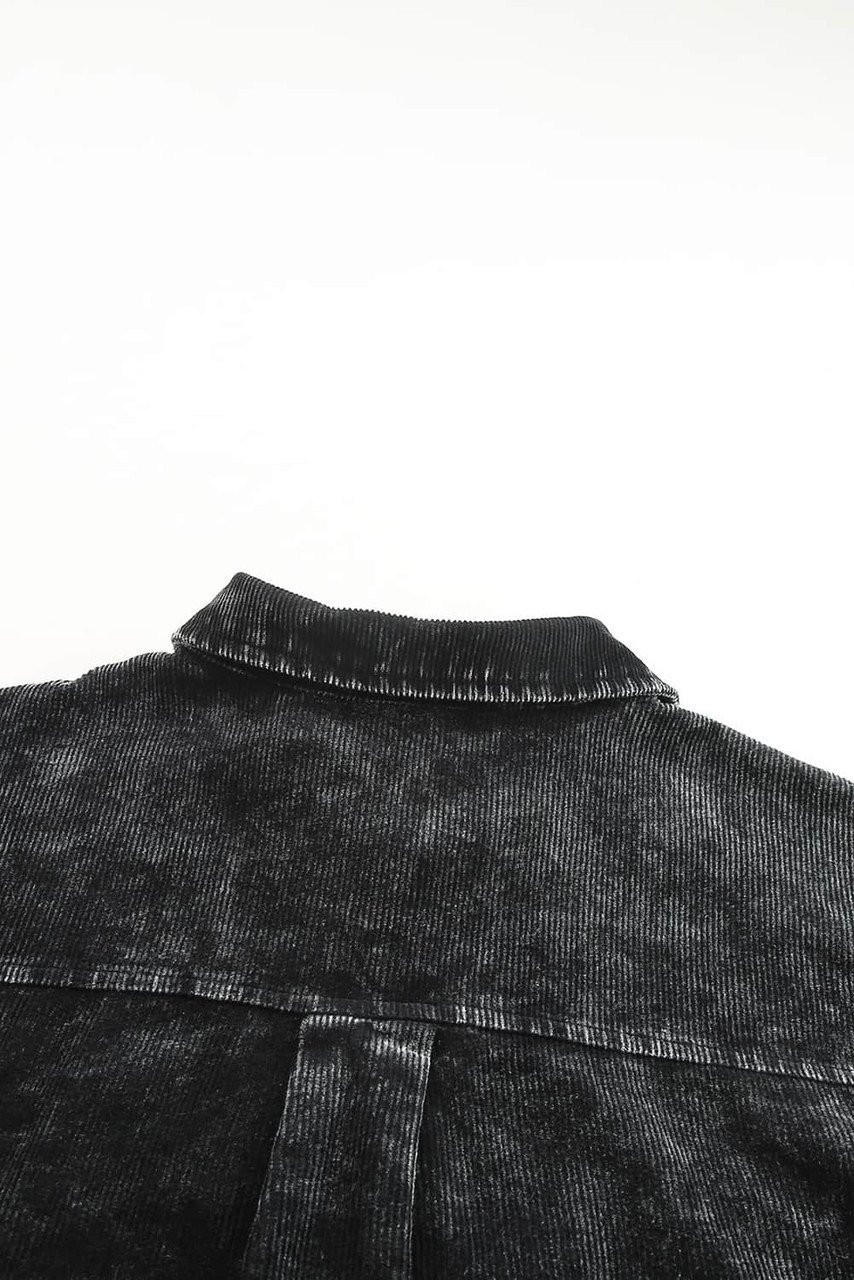 Black Vintage Distressed Mineral Wash Oversized Shacket Black Vintage Distressed Mineral Wash Oversized Shacket