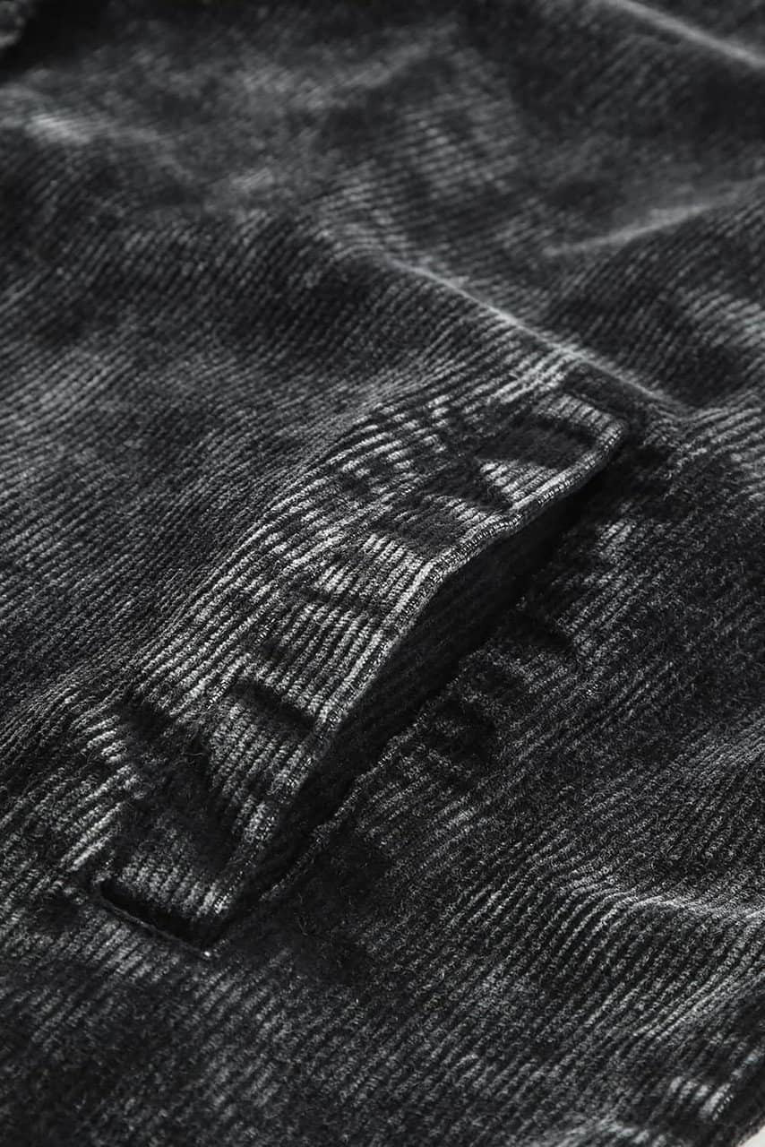 Black Vintage Distressed Mineral Wash Oversized Shacket Black Vintage Distressed Mineral Wash Oversized Shacket