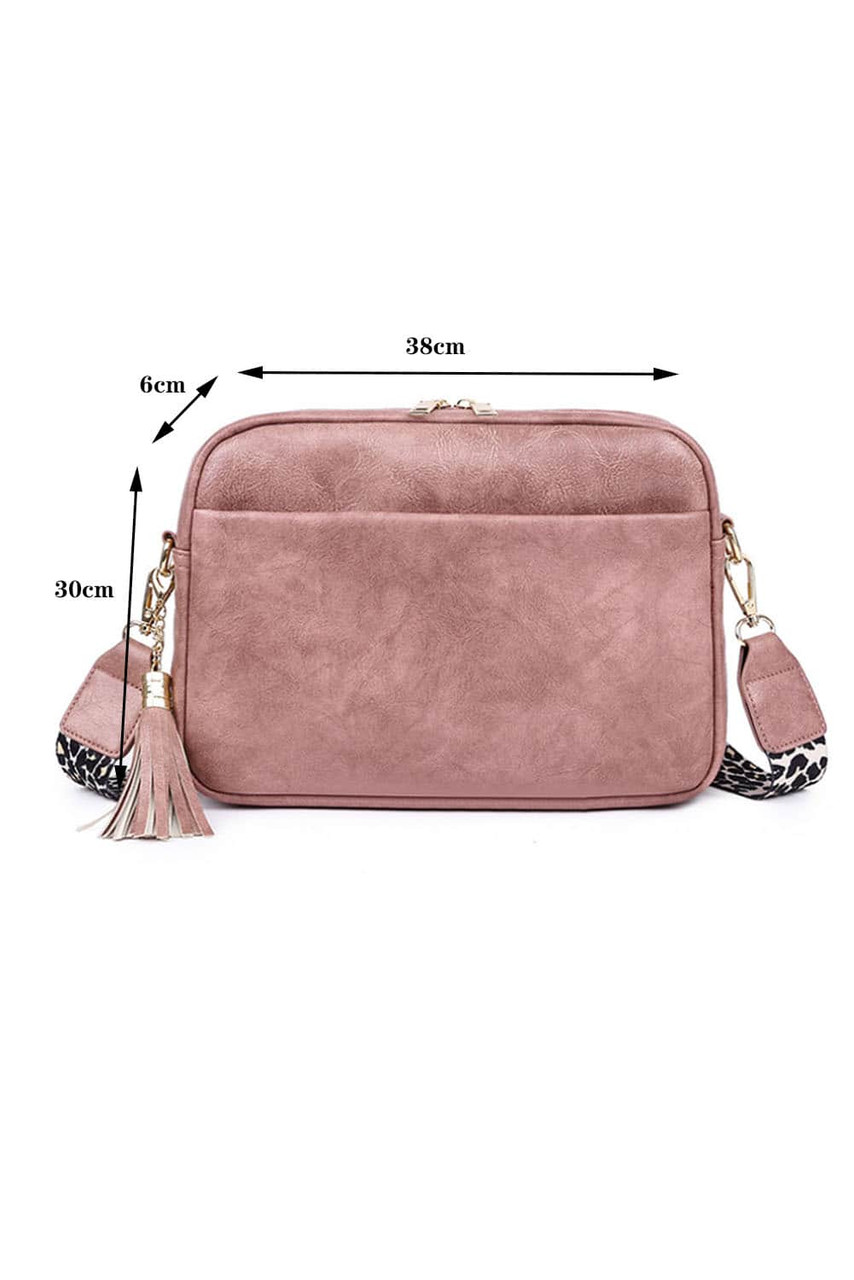 Rose Pink Tassel Decor Retro Leather Bag