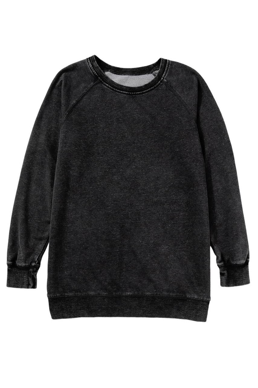 Black Mineral Wash Oversized Pullover Sweatshirt