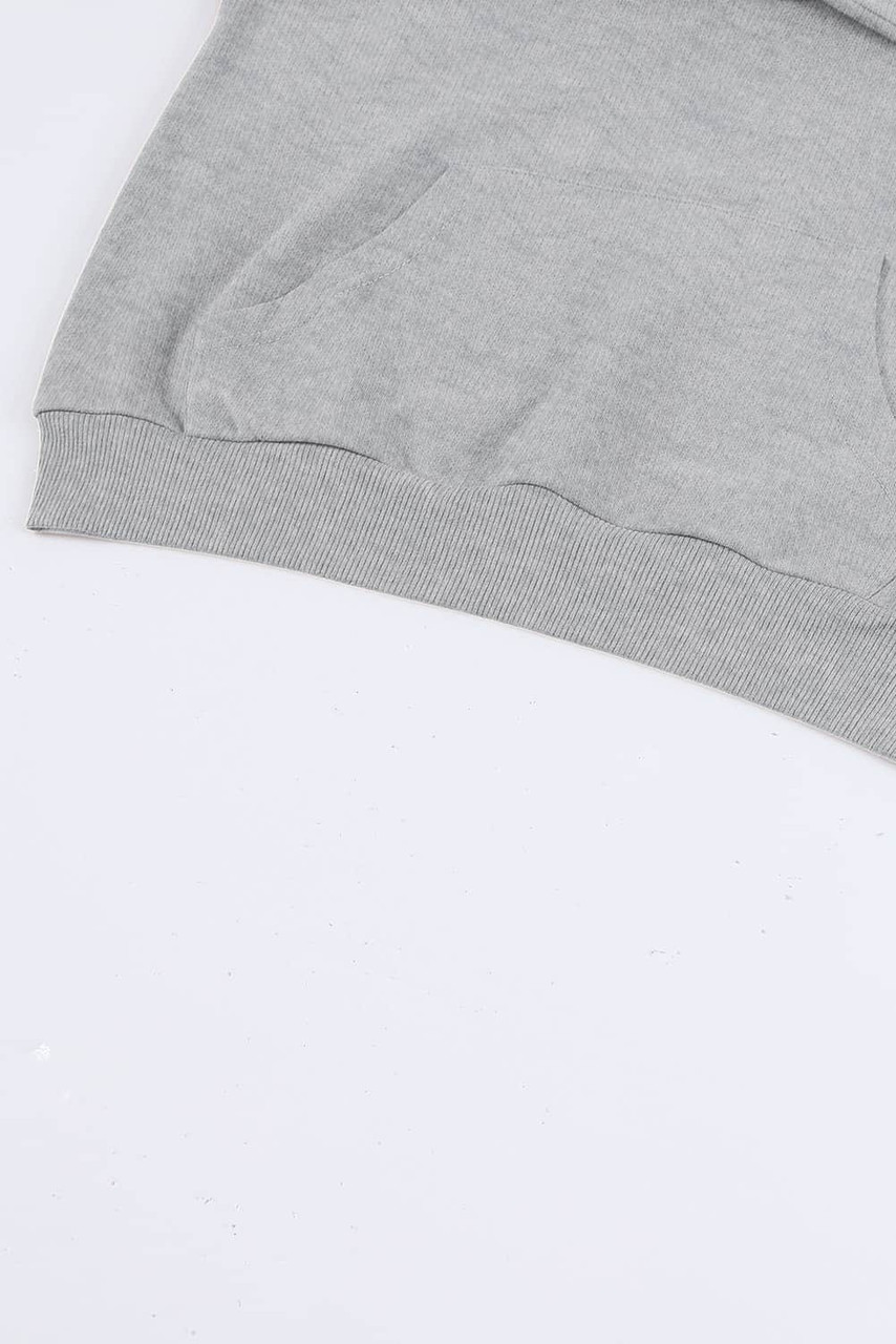 Gray Zipped Funnel Neck Kangaroo Pocket Sweatshirt