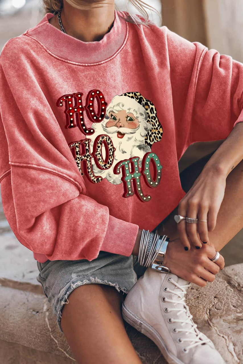 Red HO HO HO Santa Claus Graphic Sweatshirt