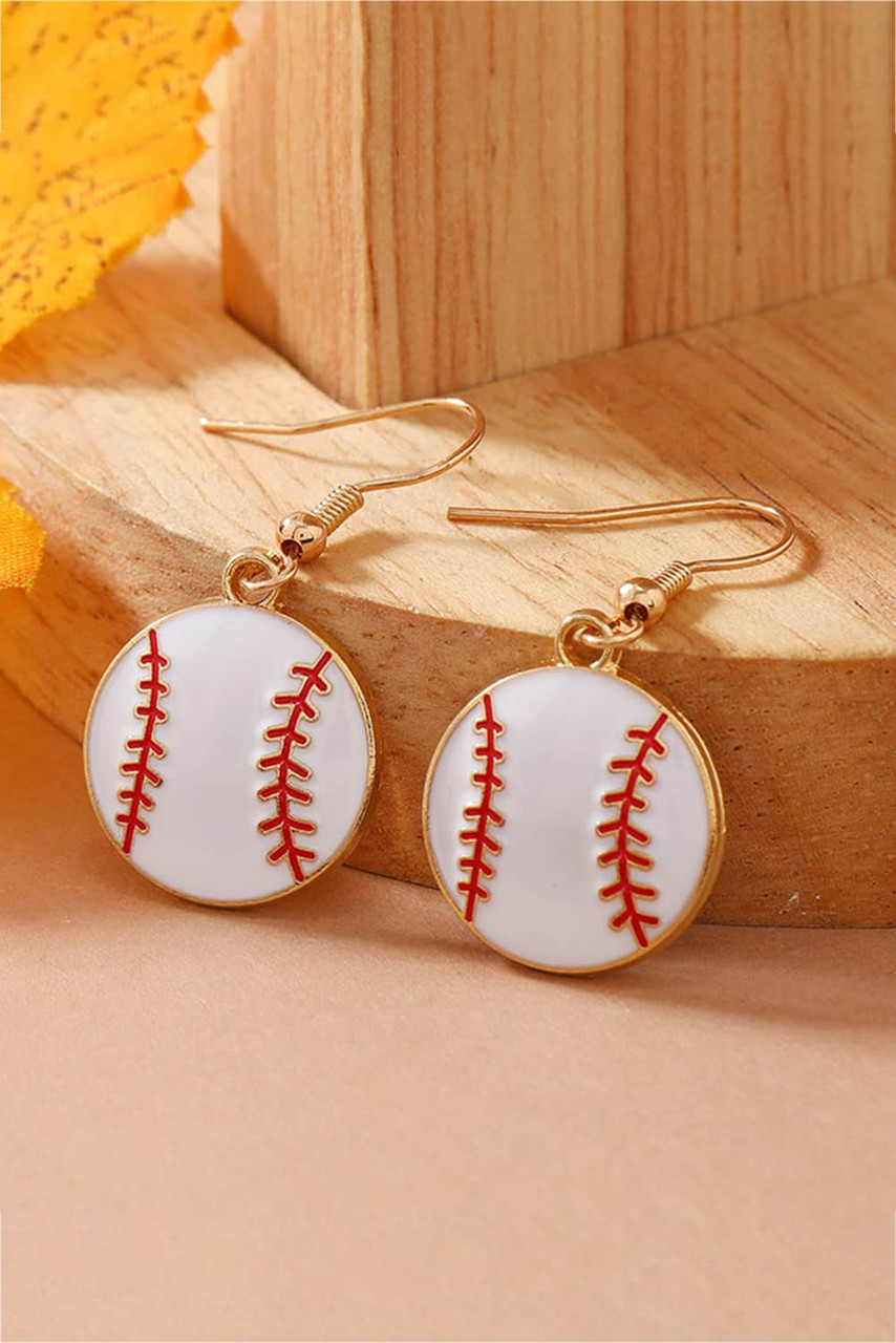 Gold Alloy Baseball Earrings