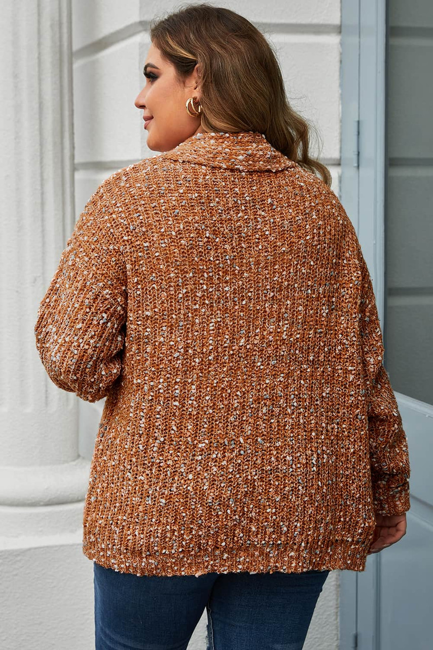 Khaki Open Front Knit Plus Size Cozy Cardigan