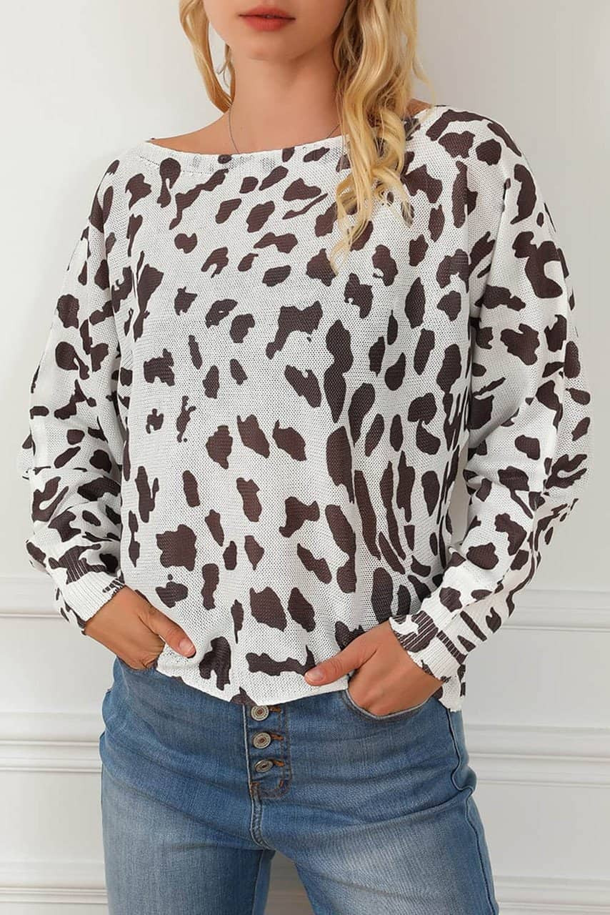 Leopard Long Sleeve Crewneck Sweater Leopard Long Sleeve Crewneck Sweater
