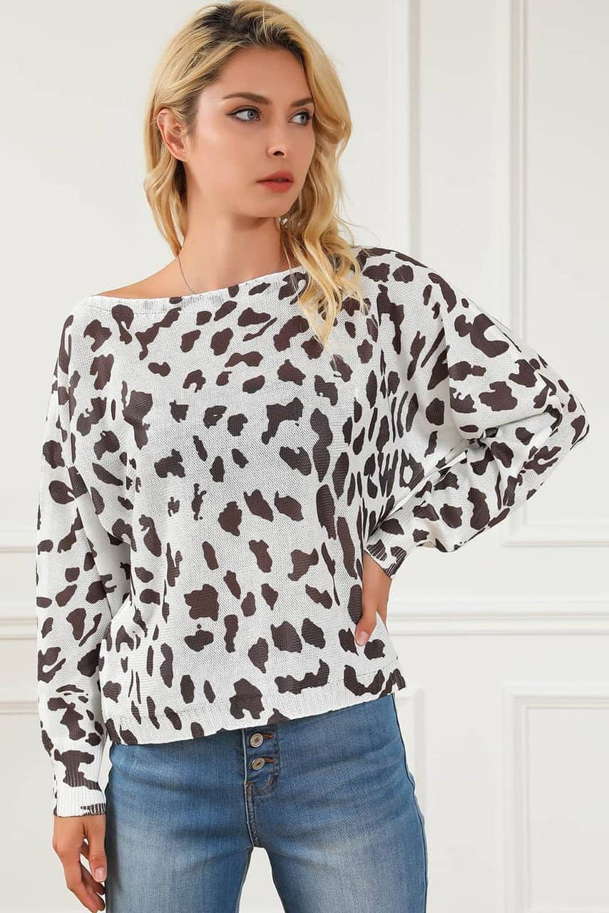Leopard Long Sleeve Crewneck Sweater Leopard Long Sleeve Crewneck Sweater