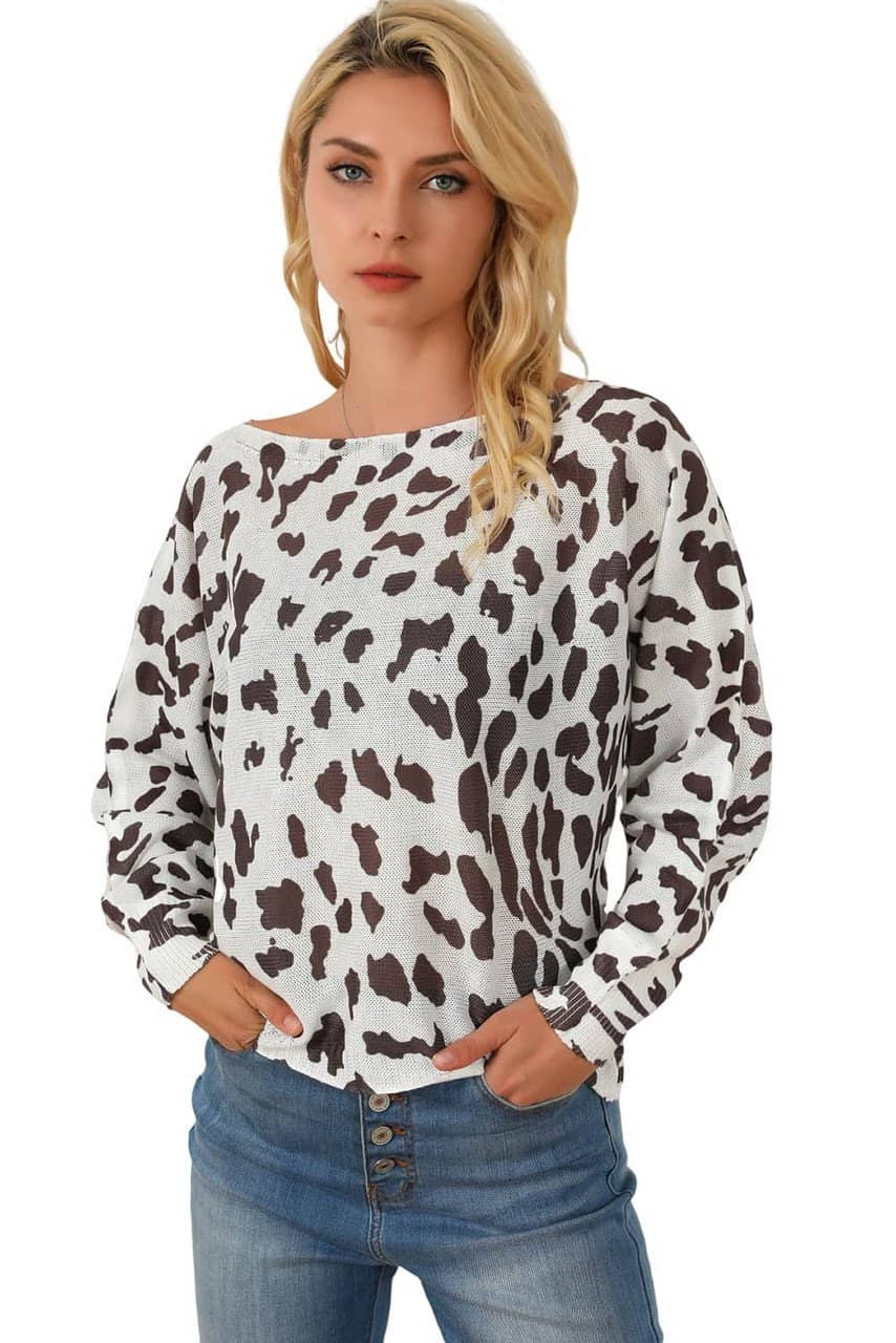 Leopard Long Sleeve Crewneck Sweater Leopard Long Sleeve Crewneck Sweater