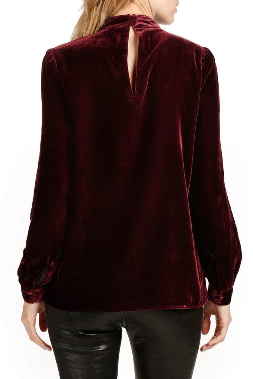 Biking Red Choker Neck Hollow-out Velvet Blouse