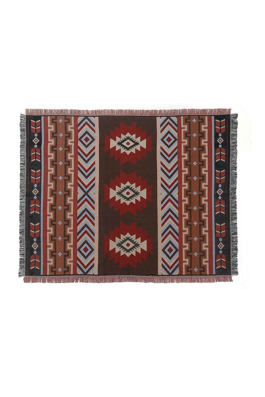 Ruby Western Pattern Tasseled Large Blanket 160*130cm