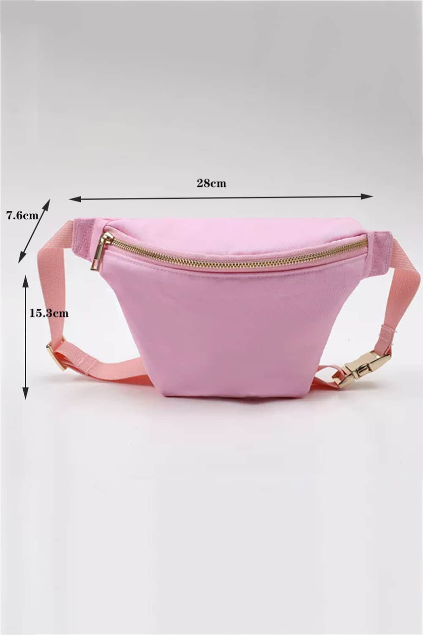 Pink Adjustable Strap Zipper Canvas Crossbody Bag