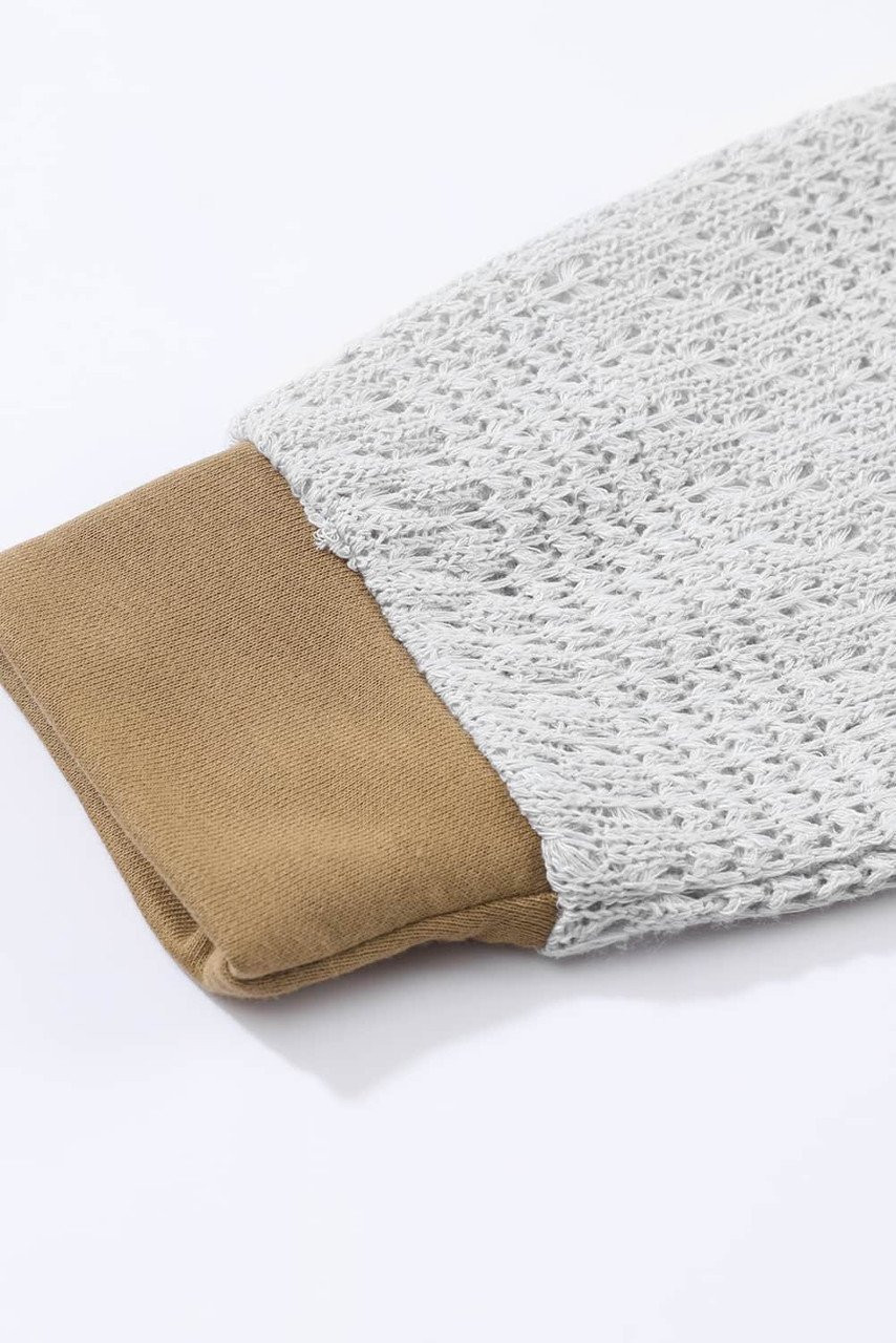 Brown Colorblock Patchwork Pullover Hoodie Brown Colorblock Patchwork Pullover Hoodie