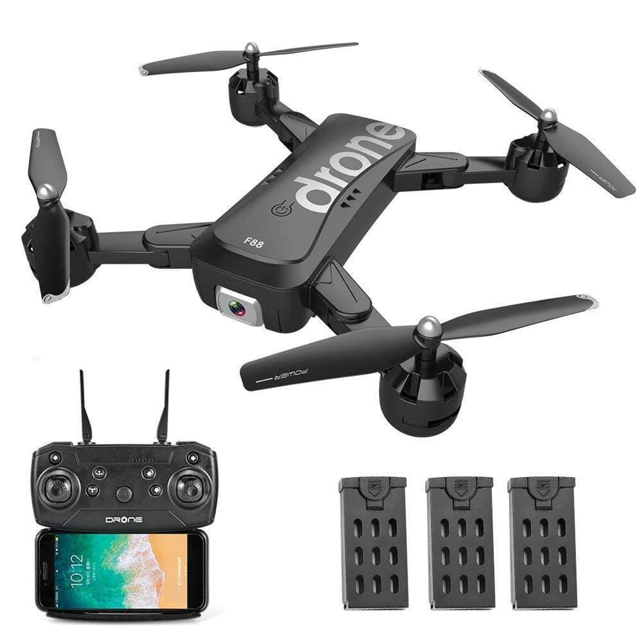 F88 RC Drone with Dual Camera 1080P Image Follow Optical Flow Positioning APP Gesture Control Foldable Quadcopter