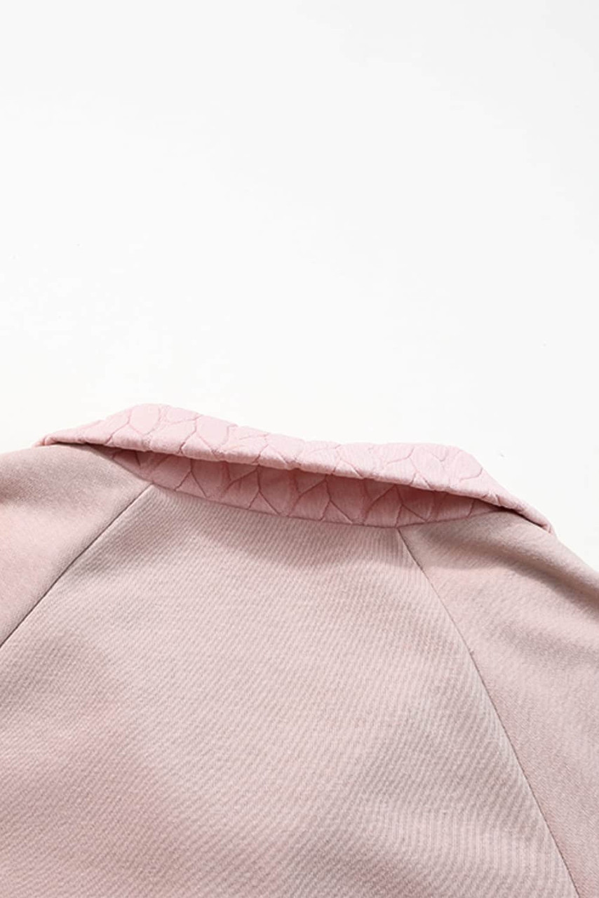 Pale Chestnut Textured Quarter Zip Raglan Sleeve Sweatshirt