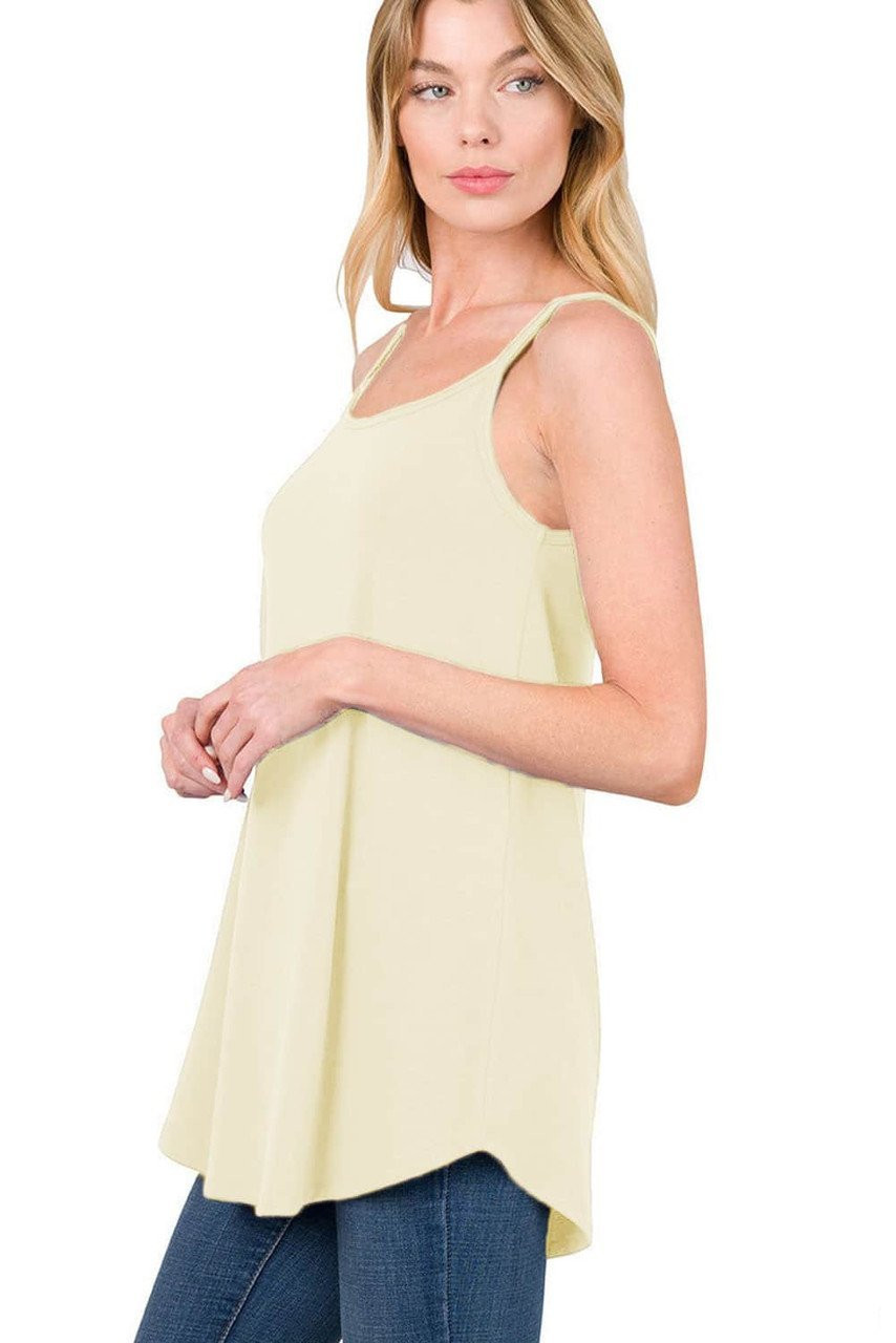 Apricot Spaghetti Strap V-Neck Flowy Tunic Tank Top