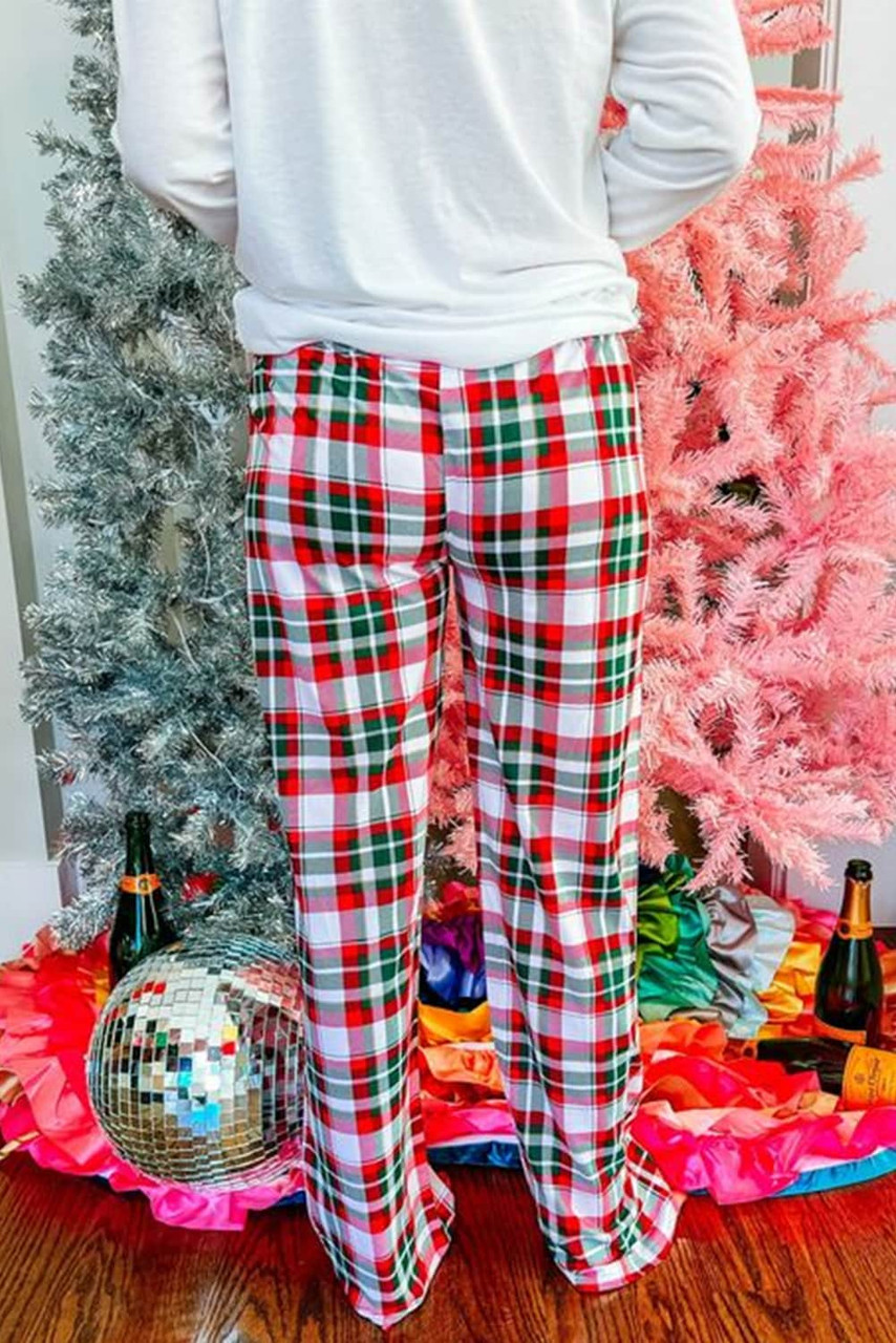 Multicolor Merry Christmas Plaid Print Two Piece Lounge Set Multicolor Merry Christmas Plaid Print Two Piece Lounge Set