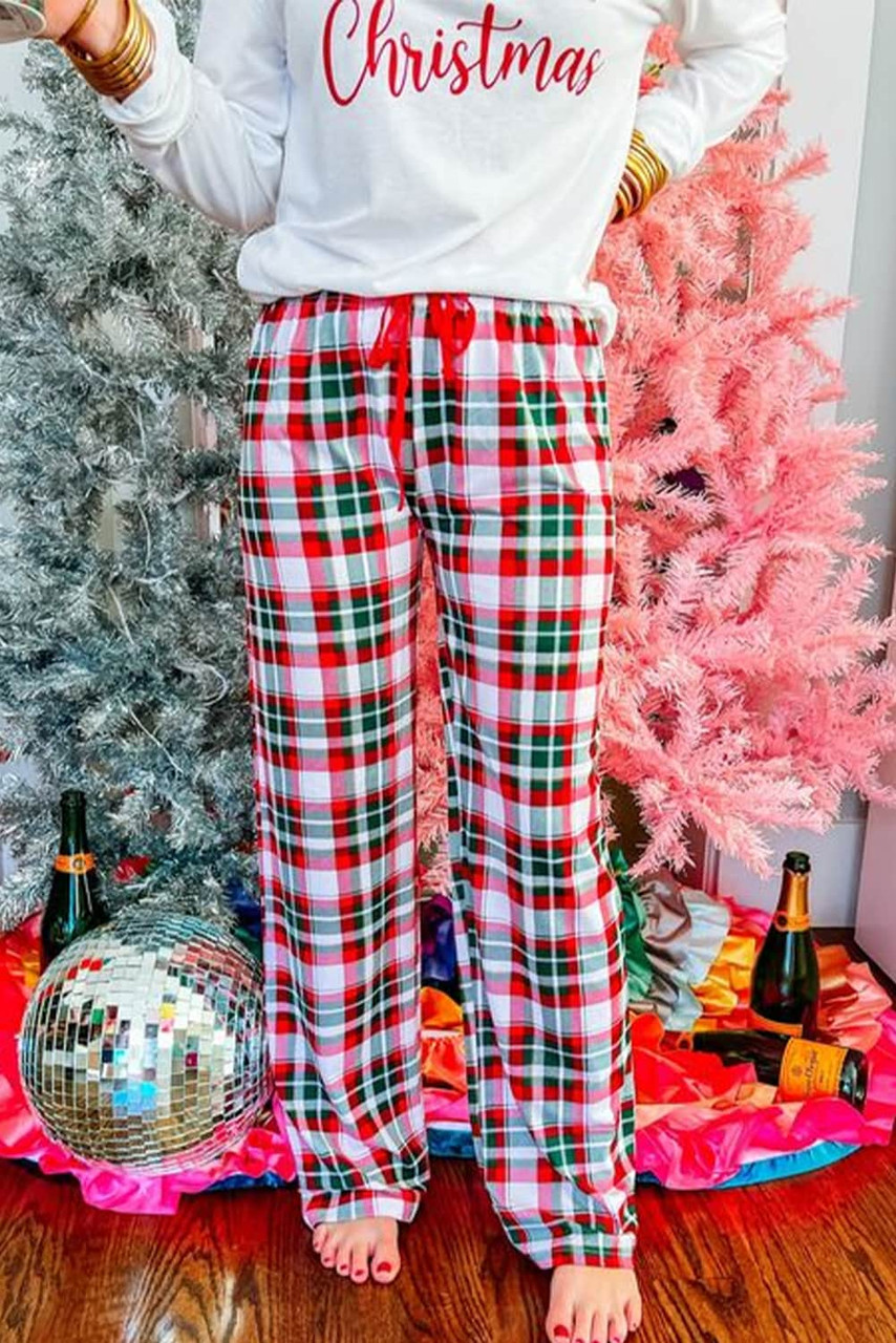 Multicolor Merry Christmas Plaid Print Two Piece Lounge Set Multicolor Merry Christmas Plaid Print Two Piece Lounge Set