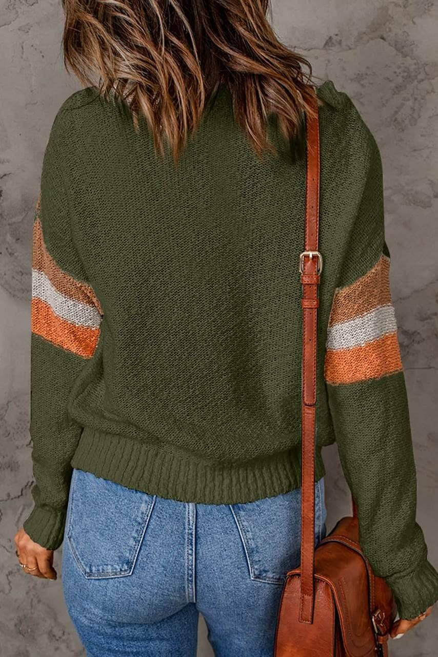 Multicolor Chevron Striped Drop Shoulder Sweater Multicolor Chevron Striped Drop Shoulder Sweater