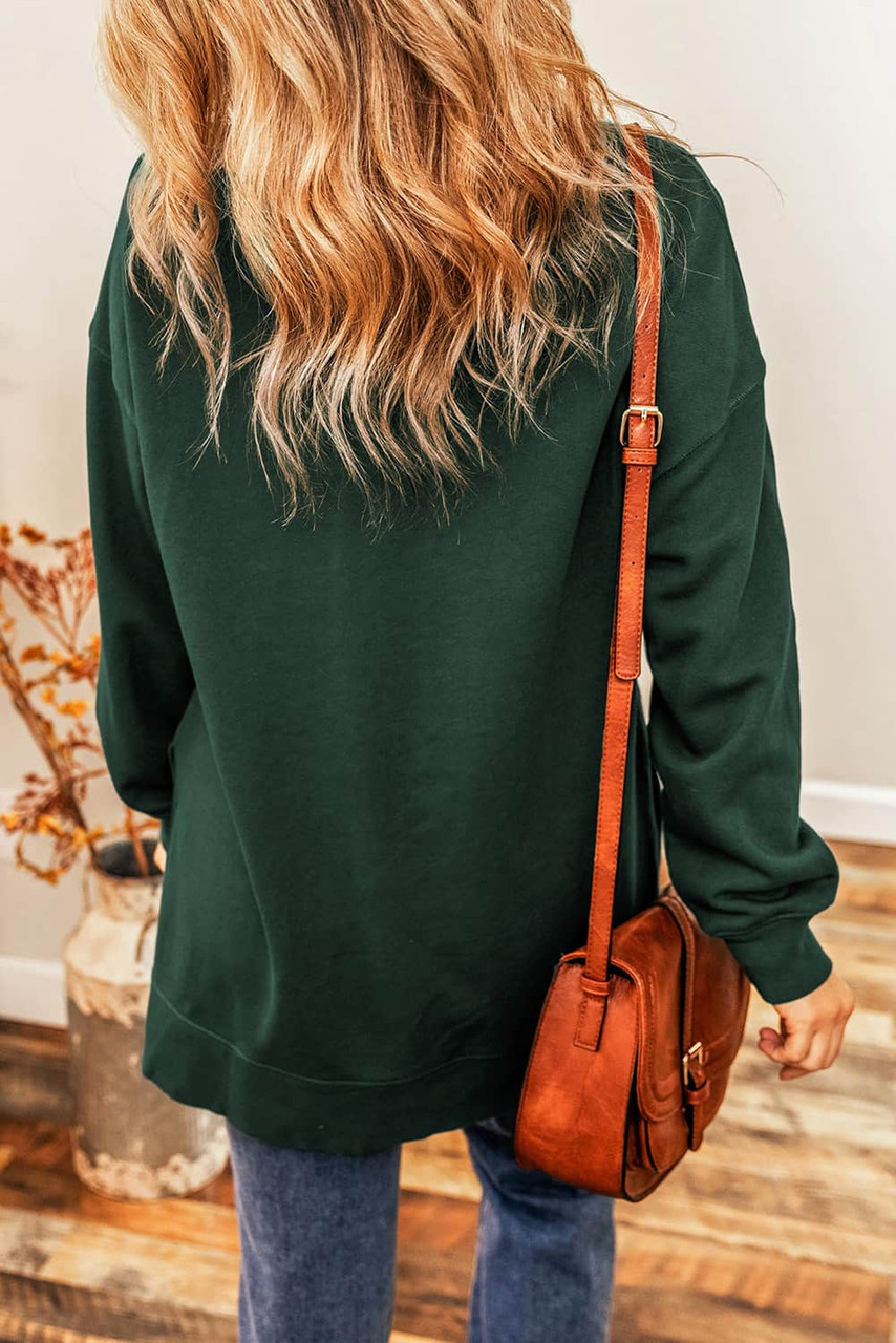 Duffel Green Christmas Sequin Cane Crewneck Oversized Sweatshirt Duffel Green Christmas Sequin Cane Crewneck Oversized Sweatshirt