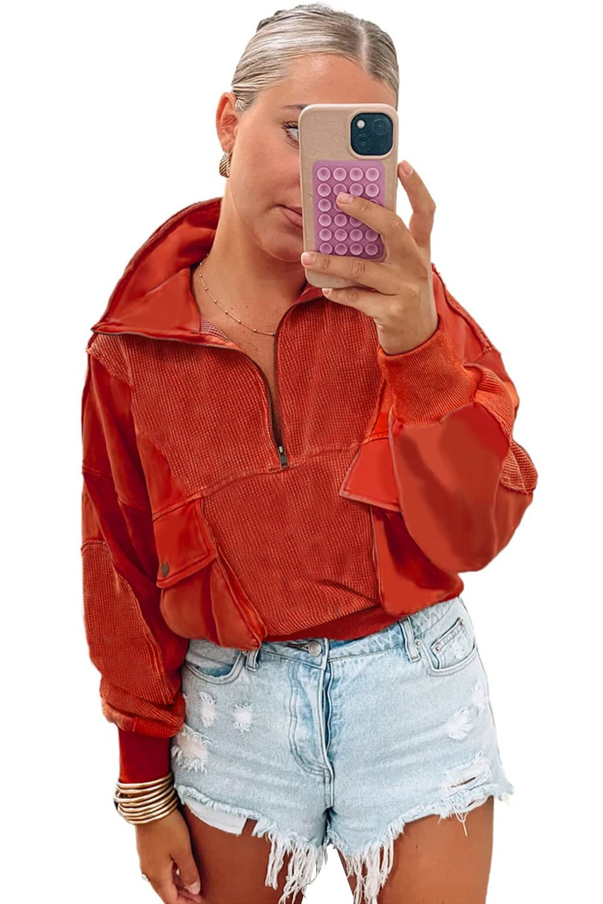 Red Dahlia Mineral Wash Zip up Sweatshirt