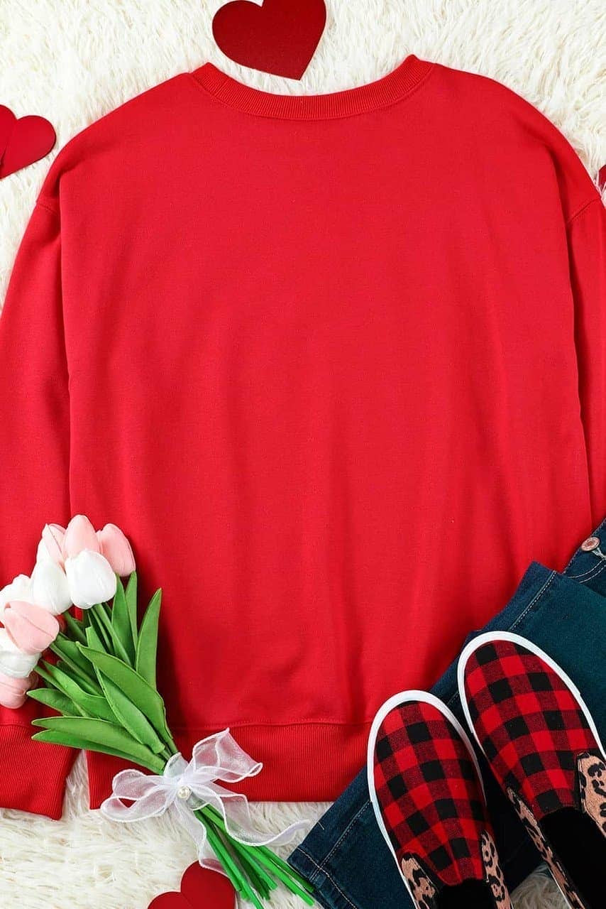 Red Puff XOXO Print Valentines Heart Sweatshirt Red Puff XOXO Print Valentines Heart Sweatshirt