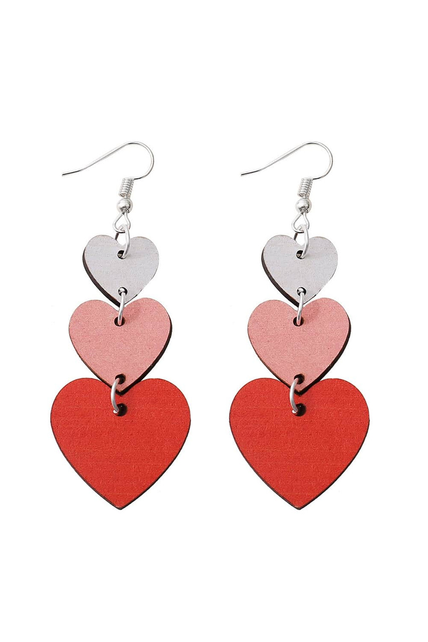 Red Valentines Day Heart Shape Tiered Dangle Earring Red Valentines Day Heart Shape Tiered Dangle Earring