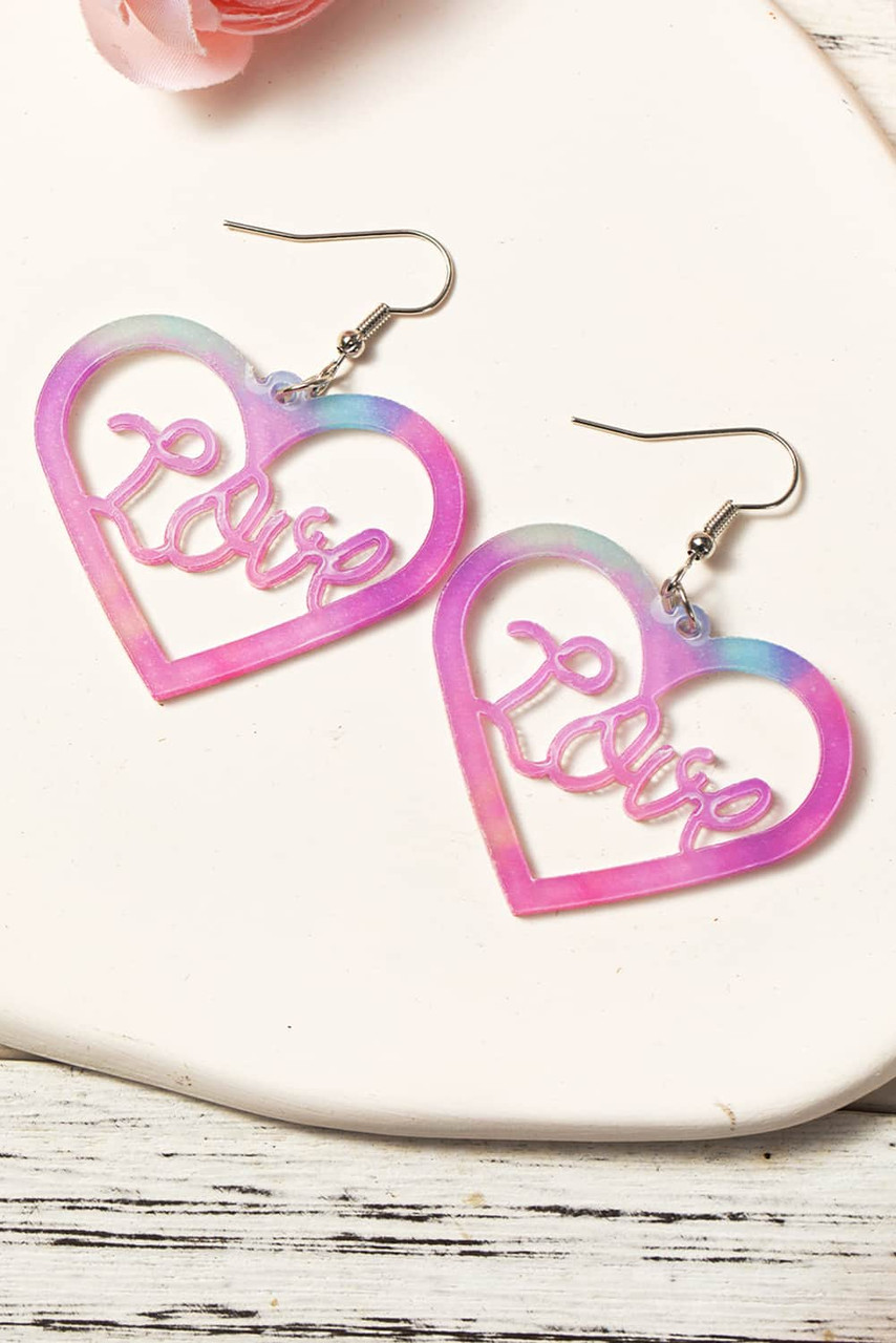 Pink Love Hollowed Heart Valentines Fashion Earrings Pink Love Hollowed Heart Valentines Fashion Earrings
