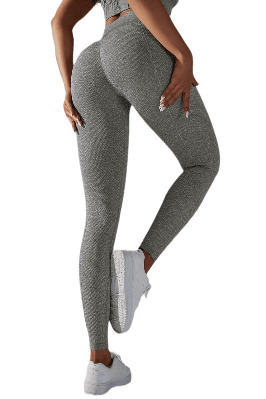 Dark Grey High Waist Solid Color Yoga Leggings