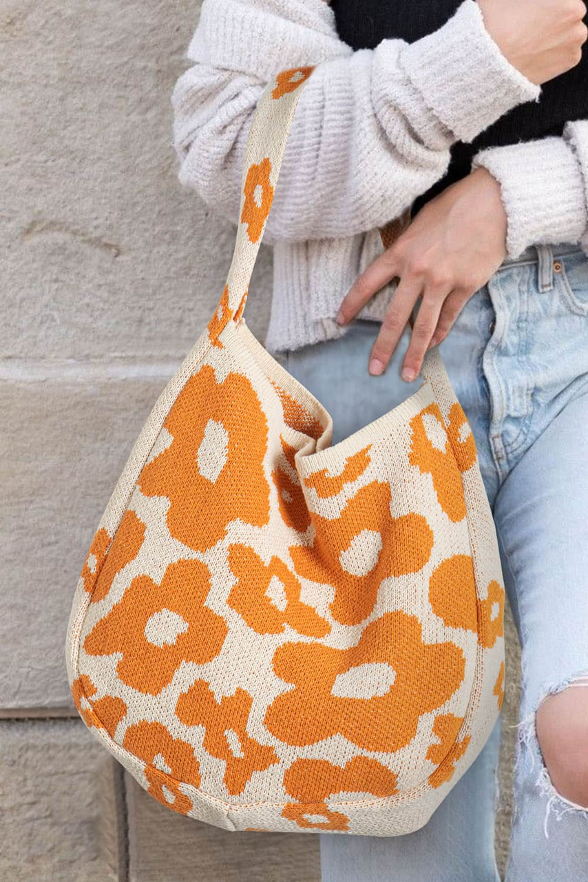 Mustard Flower Knitted Large Single Shoulder Bag