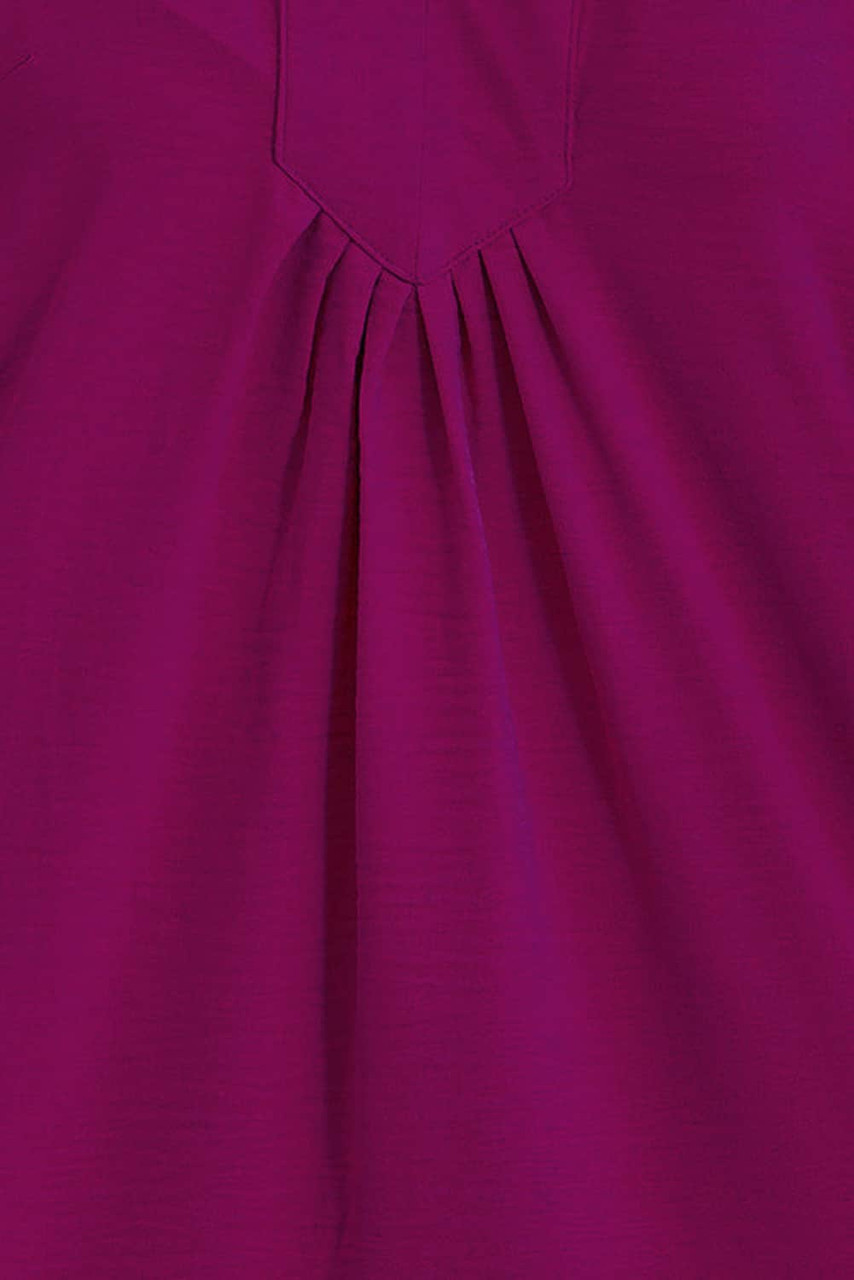 Rose Red Notched Neck Wide Sleeve Pleated Plus Size Dress Rose Red Notched Neck Wide Sleeve Pleated Plus Size Dress