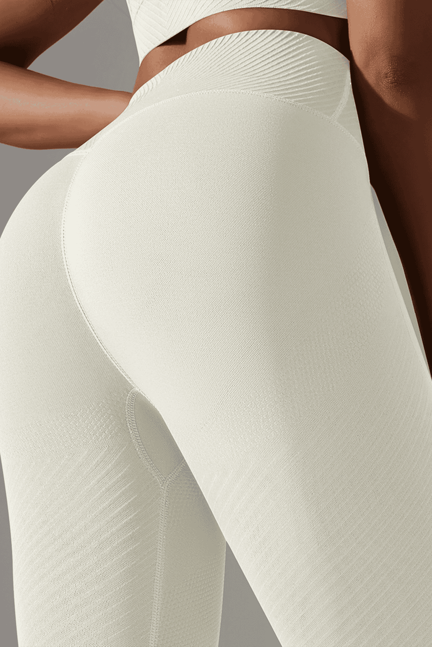 White Solid Color High Waist Butt Lifting Active Leggings