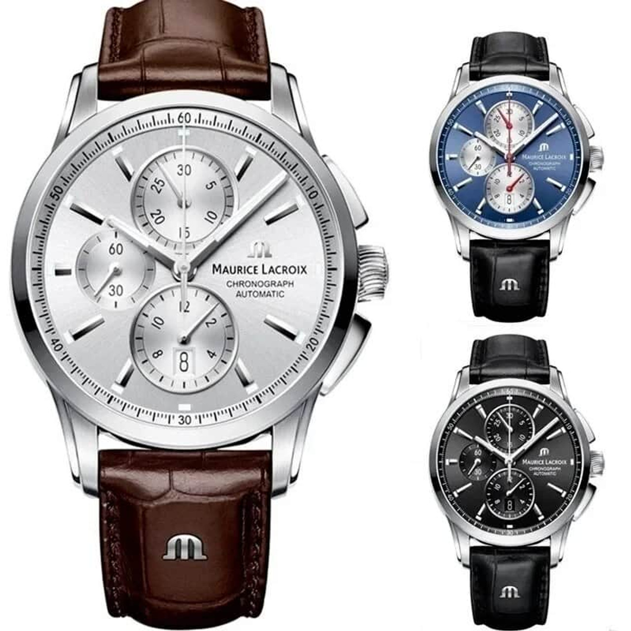MAURICE LACROIX Watch Ben Tao Series Three-eye Chronograph Fashion Casual  Luxury Leather Men’s Watch  Relogios Masculinos