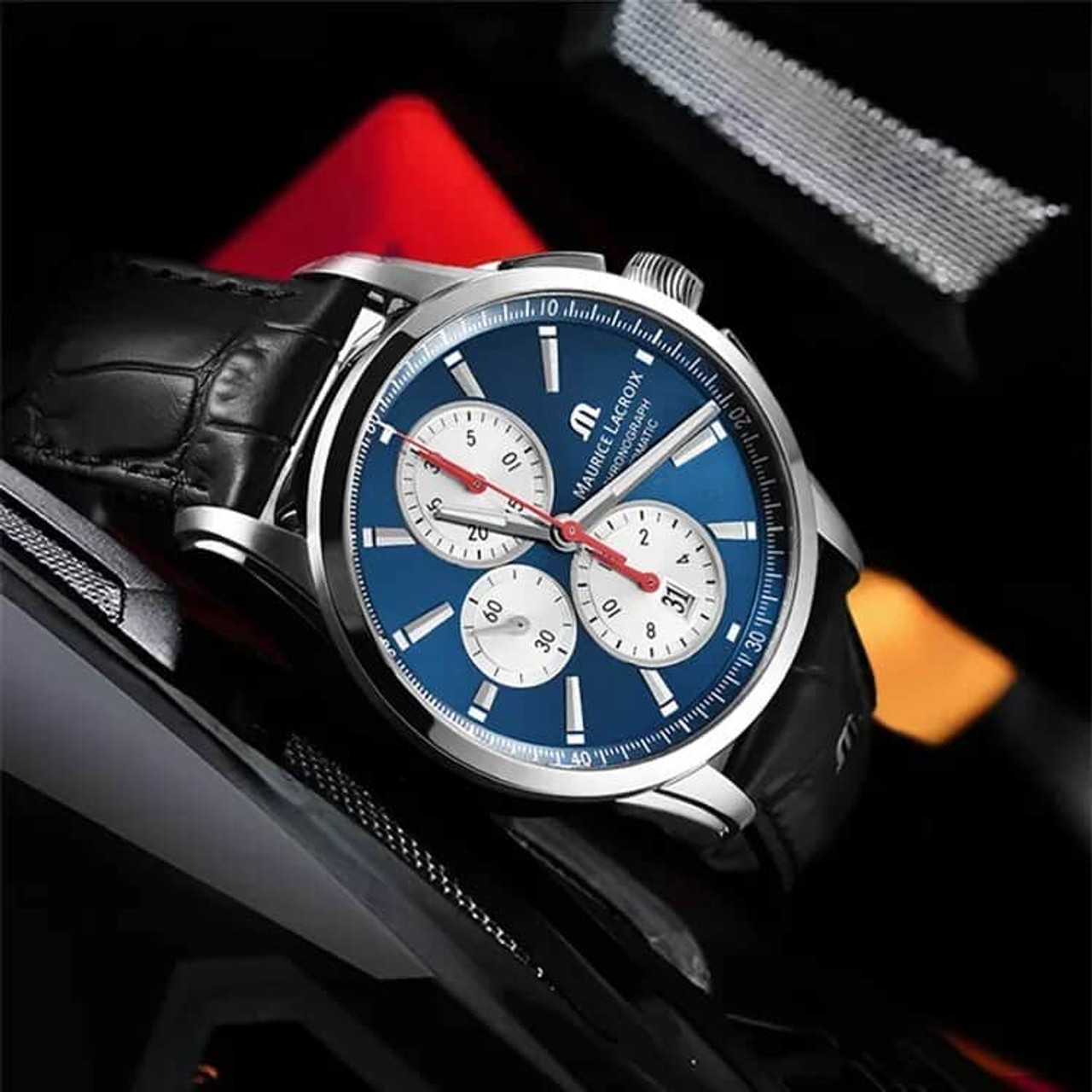 MAURICE LACROIX Watch Ben Tao Series Three-eye Chronograph Fashion Casual  Luxury Leather Men’s Watch  Relogios Masculinos