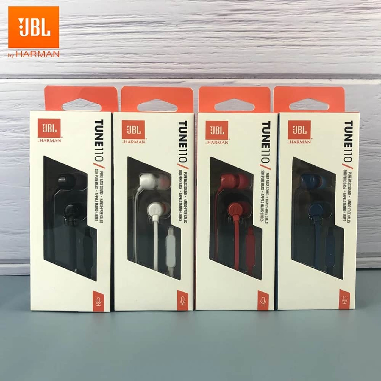 JBL T110 3.5mm Wired Earphones TUNE 110 Stereo Earbuds Pure Bass Earphones Sports Headset In-line Control Handsfree with Mic