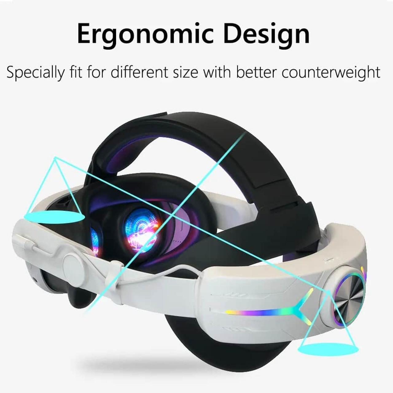 8000mAH Battery For Meta Oculus Quest 3 Head Strap Charging Headset VR RGB Accessories Elite Headstrap