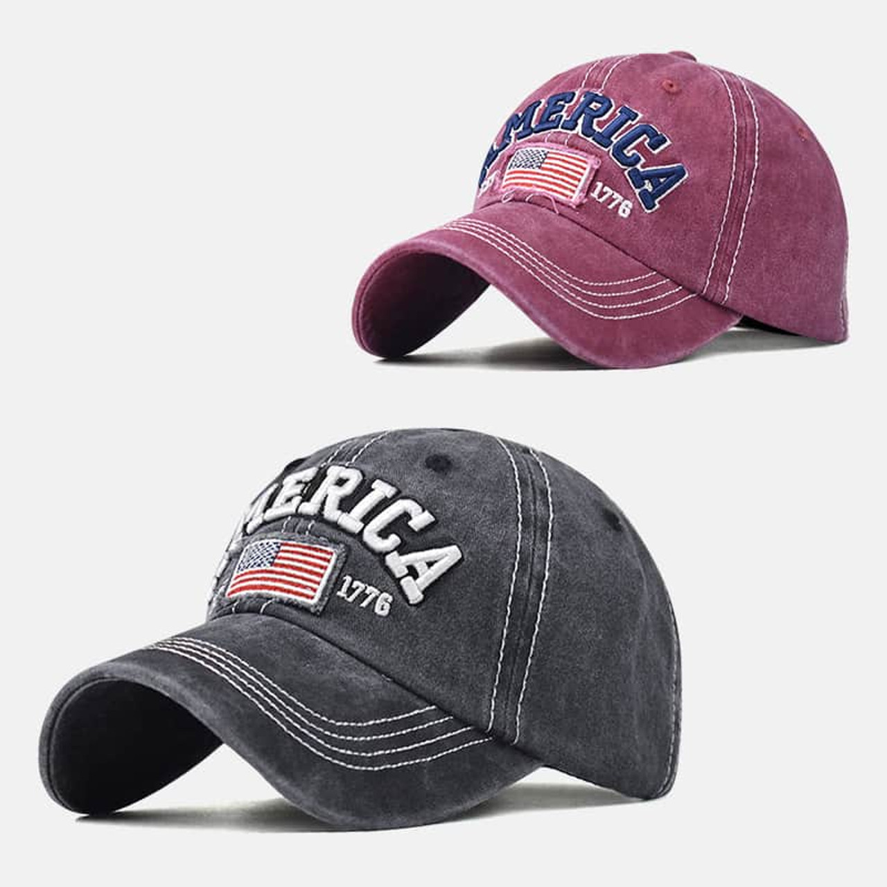 Women's Cotton Water Washed Hole Embroidered Hat