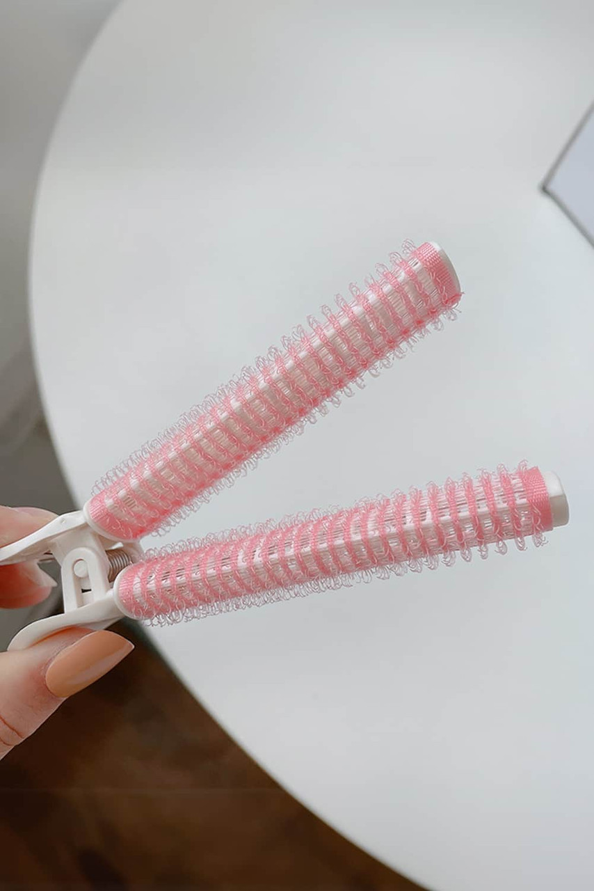 Pink Color Block Plastic Heatless Bouffant Hair Clip