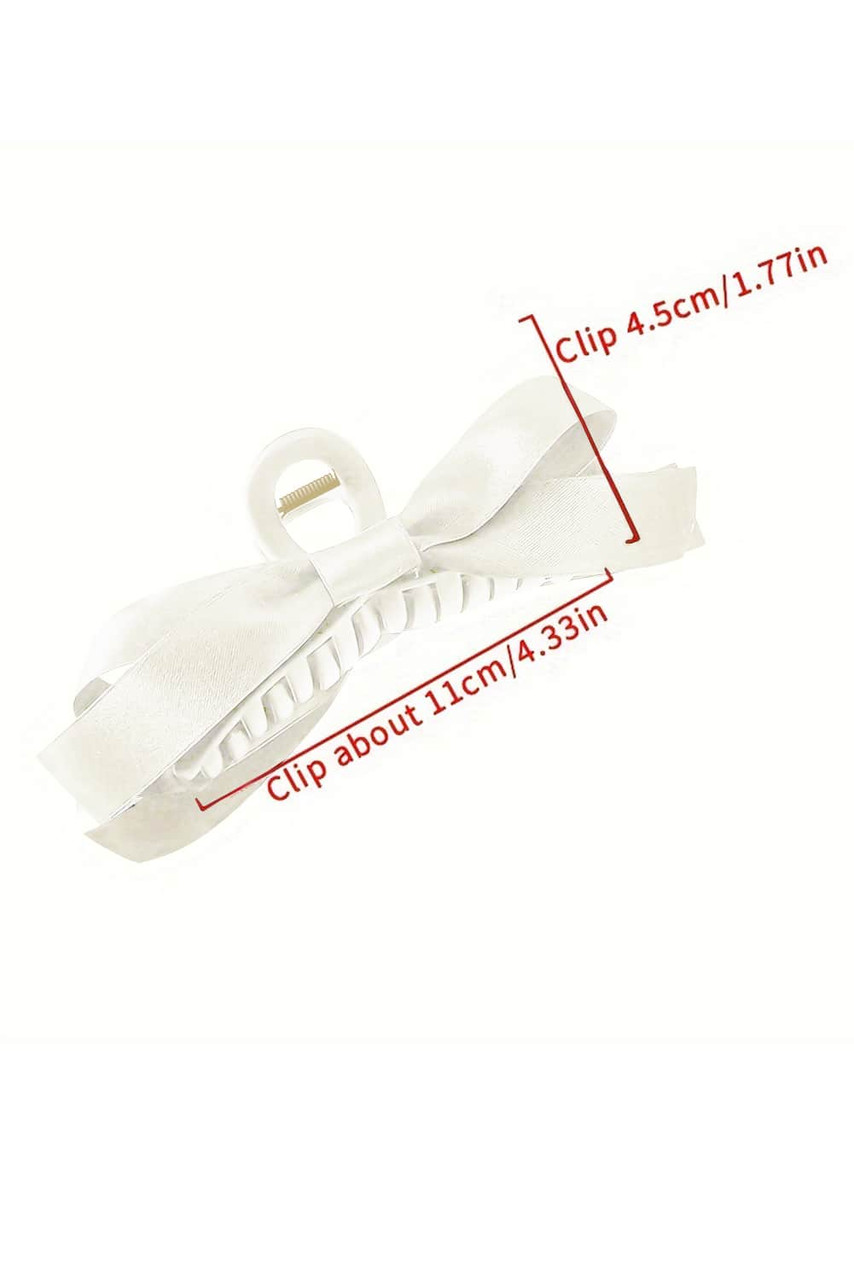 White Bow Decor Large Hair Claw Clip White Bow Decor Large Hair Claw Clip