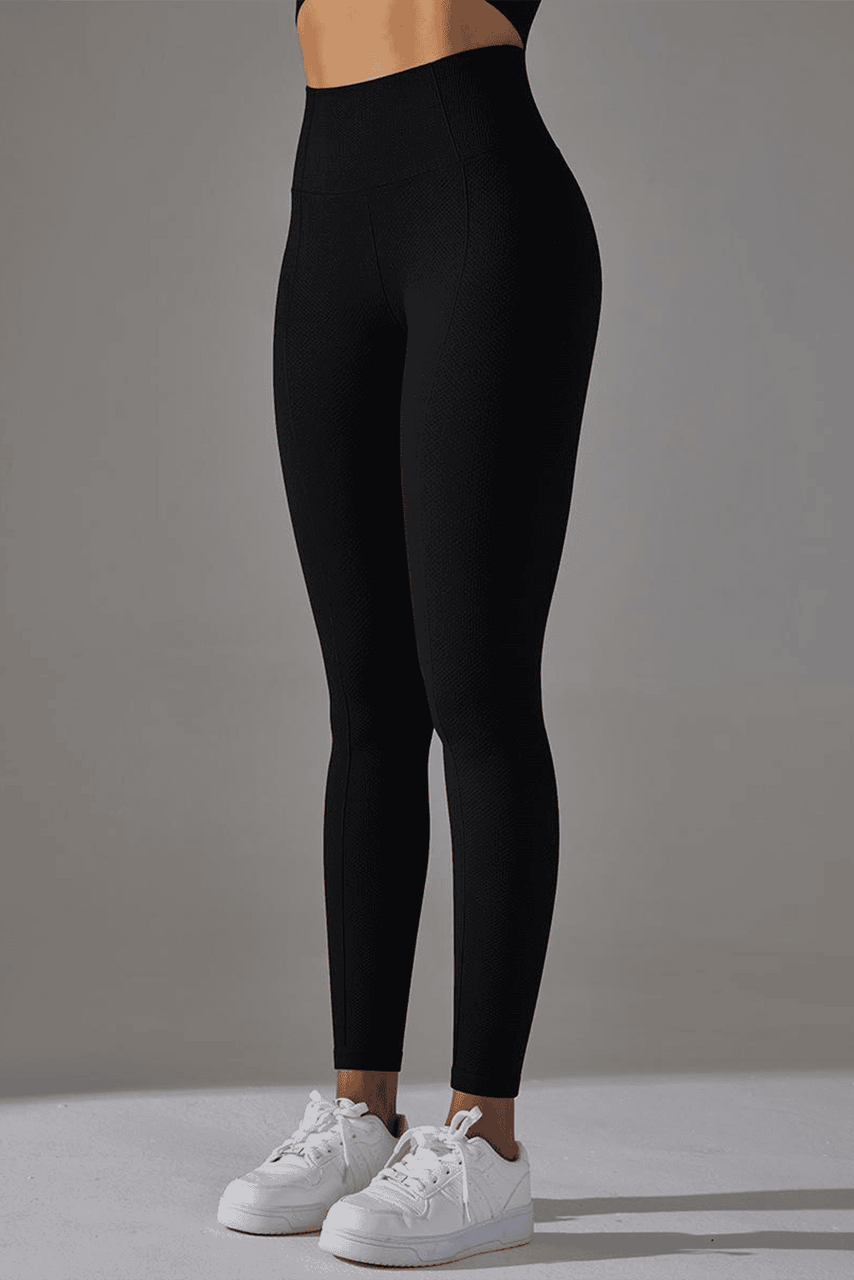 Black High Waist Solid Color Yoga Leggings