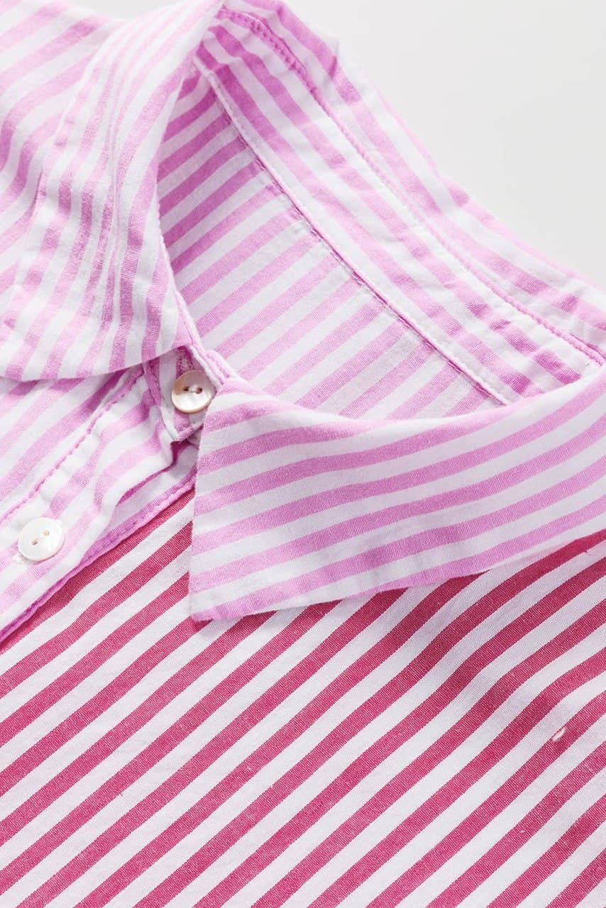 Pink Stripe Striped Patchwork Ruffled Hem Button up Shirt Pink Stripe Striped Patchwork Ruffled Hem Button up Shirt