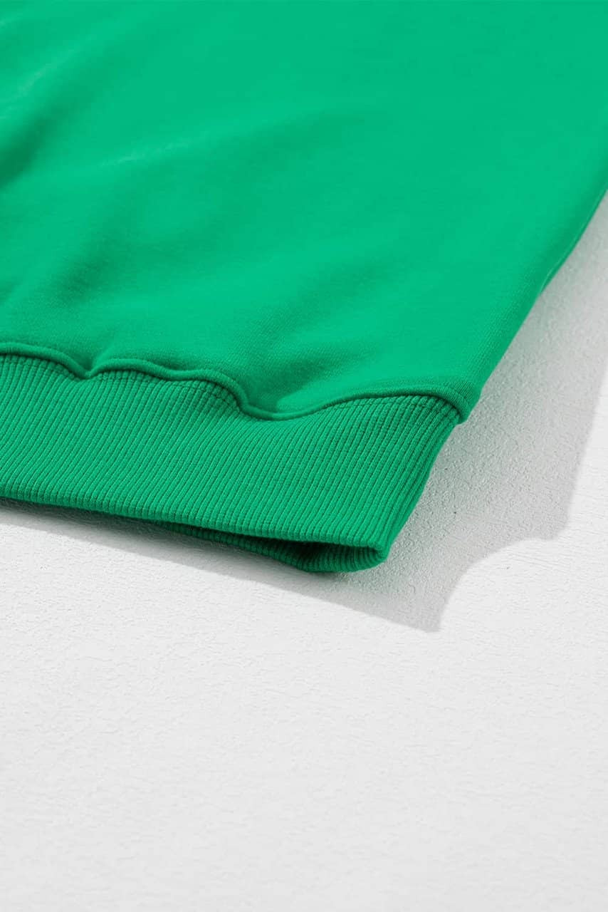 Green LUCKY Aphabet Chenille Embroidered Pullover Sweatshirt Green LUCKY Aphabet Chenille Embroidered Pullover Sweatshirt