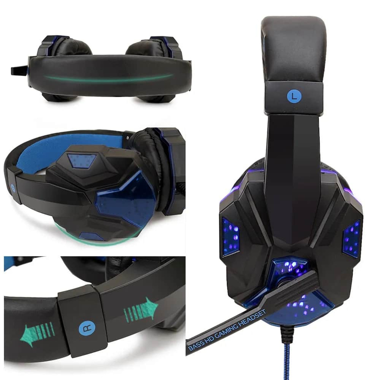 Professional Led Light Wired Gaming Headphones With Microphone For Computer PS4 PS5 Xbox Bass Stereo