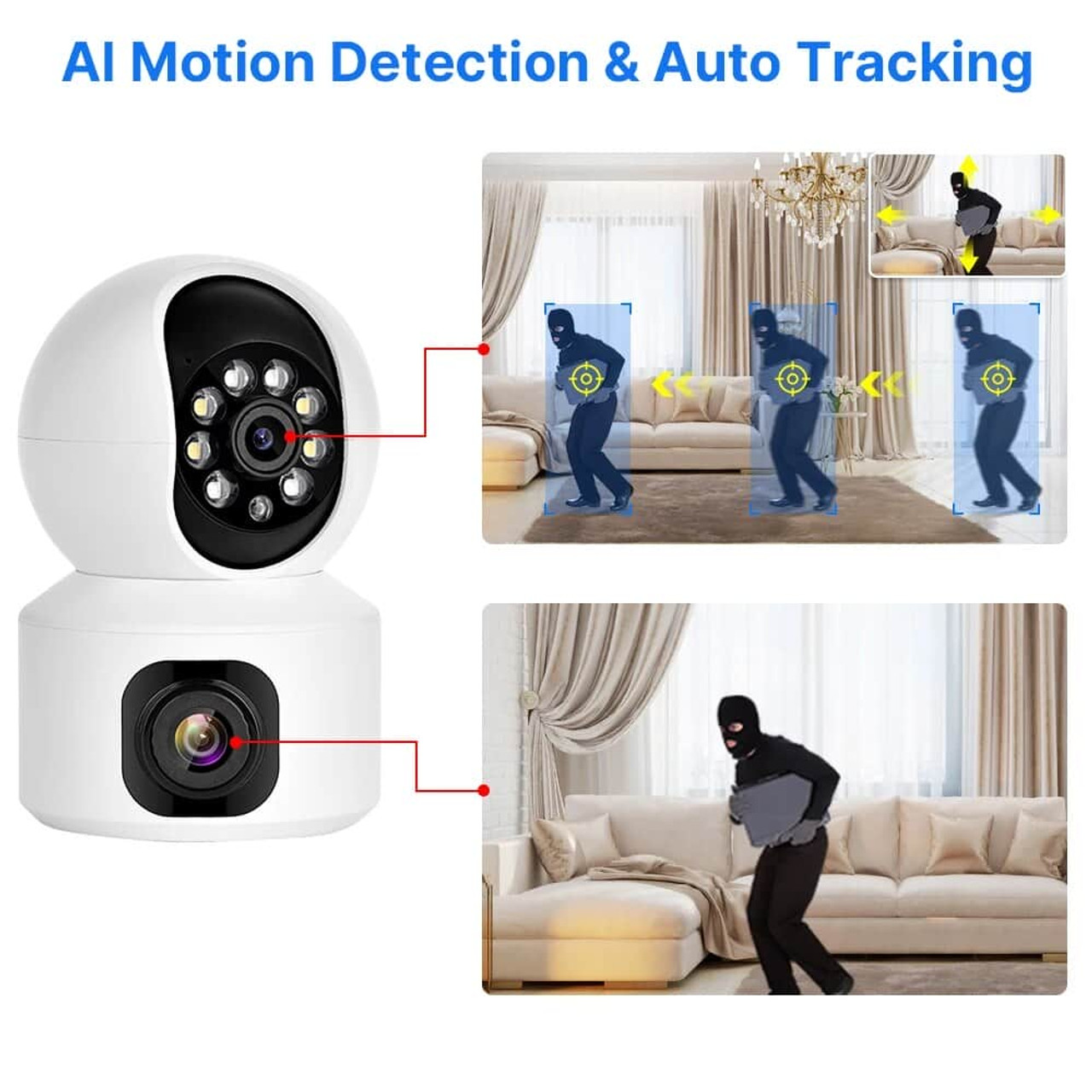 Hiseeu 2K 4MP PTZ IP Camera WIFI Wireless Smart Home Security Surveillance Camera Two-way Audio Baby Pet Monitor Video Record